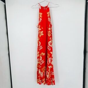 Free People Sleeveless Floral Midi Dress Red Size XS
